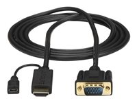 StarTech.com HDMI to VGA Cable - 6ft 2m - 1080p - Active Conversion - HDMI to VGA Adapter Cable for Your VGA Monitor / Display (HD2VGAMM6) - Adapterkabel - HDMI, Micro-USB type B (kun strøm) til HD-15 (VGA) hann - 2 m - svart - aktiv, 1920 x 1200 (WUXGA)-støtte - for P/N: MST30C2DPPD HD2VGAMM6