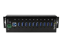 StarTech.com 10-Port USB 3.0 Hub - Metal Industrial USB-A Hub with ESD & Surge Protection - Din Rail, Wall or Desk Mountable - TAA Compliant USB Expander Hub (ST1030USBM) - Hub - 10 x SuperSpeed USB 3.0 - DIN-skinnemonterbar - DC-strøm - for P/N: ITB20D3250, USB312SAT3CB, USB315CB2M, USBLT1MWS, USBLT2MBR, USBLTM1MBK, USBLTM1MWH ST1030USBM