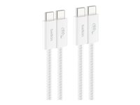 Belkin BoostCharge - USB-kabel - 24 pin USB-C (hann) til 24 pin USB-C (hann) - 1.5 m - Hurtiglading opptil 60W - hvit (en pakke 2) BBD008HQ05WH2PK