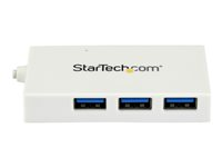 StarTech.com 4 Port USB C Hub with 1x USB-C & 3x USB-A Ports (SuperSpeed 5Gbps), USB Bus Powered, Compact Portable/Laptop USB 3.0 Adapter Hub, USB 3.1 Gen 1/USB 3.2 Gen 1 Type-C Hub, White - Windows/macOS/Linux (HB30C3A1CFBW) - Hub - 3 x SuperSpeed USB 3.0 + 1 x USB 3.1 - stasjonær HB30C3A1CFBW