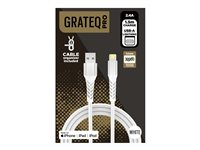 GRATEQ PRO - Lightning-kabel - USB hann til Lightning hann - 1.5 m - hvit - USB Power Delivery, flettet kabel 86030GC