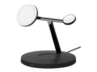 Belkin BoostCharge Pro 3-in-1 - Trådløst ladestativ - magnetisk med Qi2 + AC-strømadapter - 15 watt - Fast Charge - svart WIZ023VFBK
