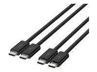 Belkin BoostCharge - USB-kabel - 24 pin USB-C (hann) til 24 pin USB-C (hann) - 1.5 m - USB Power Delivery (60W), flettet kabel - svart (en pakke 2) BBD008HQ05BK2PK