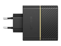 OtterBox Wall Charger - Strømadapter - 50 watt - 3 A - PD 3.0, USB BC 1.2 - 2 utgangskontakter (USB-C) - svart glimt 78-52724