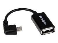 StarTech.com 5in Right Angle Micro USB to USB OTG Host Adapter M/F - Angled Micro USB Male to USB A Female On-The-Go Host Cable Adapter (UUSBOTGRA) - USB-adapter - USB (hunn) til Micro-USB type B (hann) - USB 2.0 OTG - 12.7 cm - rettvinklet kontakt - svart UUSBOTGRA