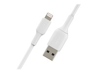 Belkin BoostCharge - Lightning-kabel - Lightning hann til USB hann - 1 m - hvit (en pakke 2) CAA001BT1MWH2PK