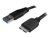 StarTech.com 3m 10ft Slim USB 3.0 A to Micro B Cable M/M - Mobile Charge Sync USB 3.0 Micro B Cable for Smartphones and Tablets (USB3AUB3MS) - USB-kabel - Micro-USB Type B (hann) til USB-type A (hann) - USB 3.0 - 3 m - formstøpt - svart - for P/N: S2510BU33PW, S251BMU3FP, S251BRU33, SLSODDU33B, SM2NGFFMBU33 USB3AUB3MS