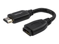 StarTech.com 6in High Speed HDMI Port Saver Cable with 4K 60Hz - Short HDMI 2.0 Male to Female Adapter Cable - Port Extender (HD2MF6INL) - HDMI-forlengelseskabel - HDMI hann rett til HDMI hunn rett - 15.2 cm - dobbeltisolert - svart - 4K-støtte HD2MF6INL