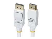 StarTech.com 6ft White VESA Certified DisplayPort 1.2 Cable with Latches - DisplayPort-kabel - DisplayPort (hann) låst til DisplayPort (hann) låst - DisplayPort 1.2 - 1.8 m - halogenfri, passiv, 4K 60Hz støtte, støtte for 1080p 240 Hz, 2K 144Hz støtte - hvit DP12-CABLE-6FTW