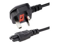 StarTech.com 6ft (2m) UK Laptop Power Cable, BS 1363 to C5 Clover Leaf, 2.5A 250V, 18AWG, Notebook/Laptop Replacement Cord, Printer Cable, UK Laptop Charger Cord, BS 1363 to IEC60320 C5 - Power Brick Cord - Strømkabel - IEC 60320 C5 til BS 1363 (hann) - AC 250 V - 2 m - formstøpt - svart PXTNB3SUK2M