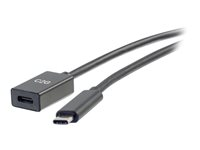 C2G 3ft USB-C to C 3.1 (Gen 2) Male to Female Extension Cable (10Gbps) - USB-forlengelseskabel - USB-C (hann) til USB-C (hunn) - USB 3.1 Gen 2 / Thunderbolt 3 - 3 A - 90 cm - formstøpt - svart 88658