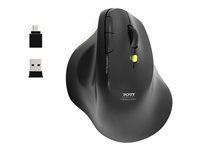 PORT Connect Professional ERGO SOFT - Mus - ergonomisk - høyrehendt - optisk - 5 knapper - trådløs - 2.4 GHz, Bluetooth - USB trådløs mottaker 910200