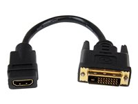 StarTech.com 8in HDMI to DVI-D Video Cable Adapter - HDMI Female to DVI Male - HDMI to DVI Dongle Adapter Cable (HDDVIFM8IN) - Video adapter - HDMI hunn til DVI-D hann - 20.32 cm - skjermet - svart - for P/N: CDP2HDMM2MB, DP2HDMM2MB, HDDVIMM3, HDMM1MP, HDMM2MP, HDMM3MP, HDPMM50, MDP2HDMM2MB HDDVIFM8IN