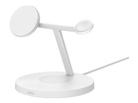 Belkin BoostCharge Pro 3-in-1 - Trådløst ladestativ - med Qi2 + AC-strømadapter - 15 watt - Fast Charge - hvit WIZ032KQWH