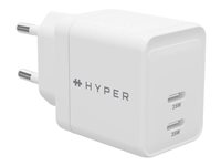 HyperJuice - Strømadapter - GaN - 35 watt - QC 3.0, Power Delivery 3.0 + PPS - 2 utgangskontakter (USB-C) - hvit - Europa HJG35EU