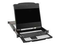 Eaton Tripp Lite Series DisplayPort IP KVM Console Switch 16Port 17in LCD Dual Rail 1URM - KVM-konsoll med KVM-svitsj - 16 porter - USB - 17" - kan monteres i rack - 1920 x 1080 Full HD (1080p) @ 60 Hz - 16xDisplayPort - svart - 1U - TAA-samsvar B030-DP16-17DIP