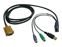 Eaton Tripp Lite Series 6ft USB / PS2 Cable Kit for KVM Switches B020-U08 / U16 & B022-U16 6' - Tastatur / video / musekabel (KVM) - USB, PS/2, HD-15 (VGA) (hann) - 1.8 m - formstøpt - svart P778-006